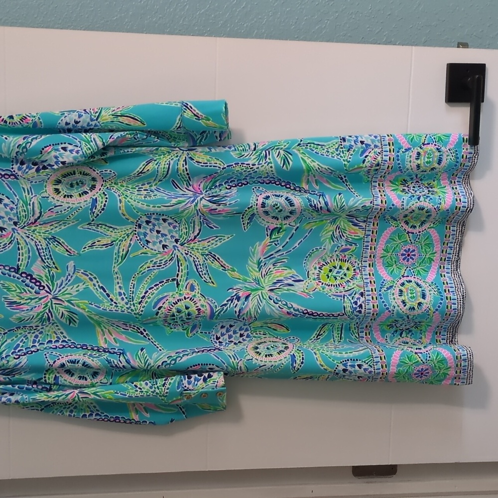 Lilly Pulitzer Turquoise Palm-Print Long Sleeve Dress - Picture 10 of 10
